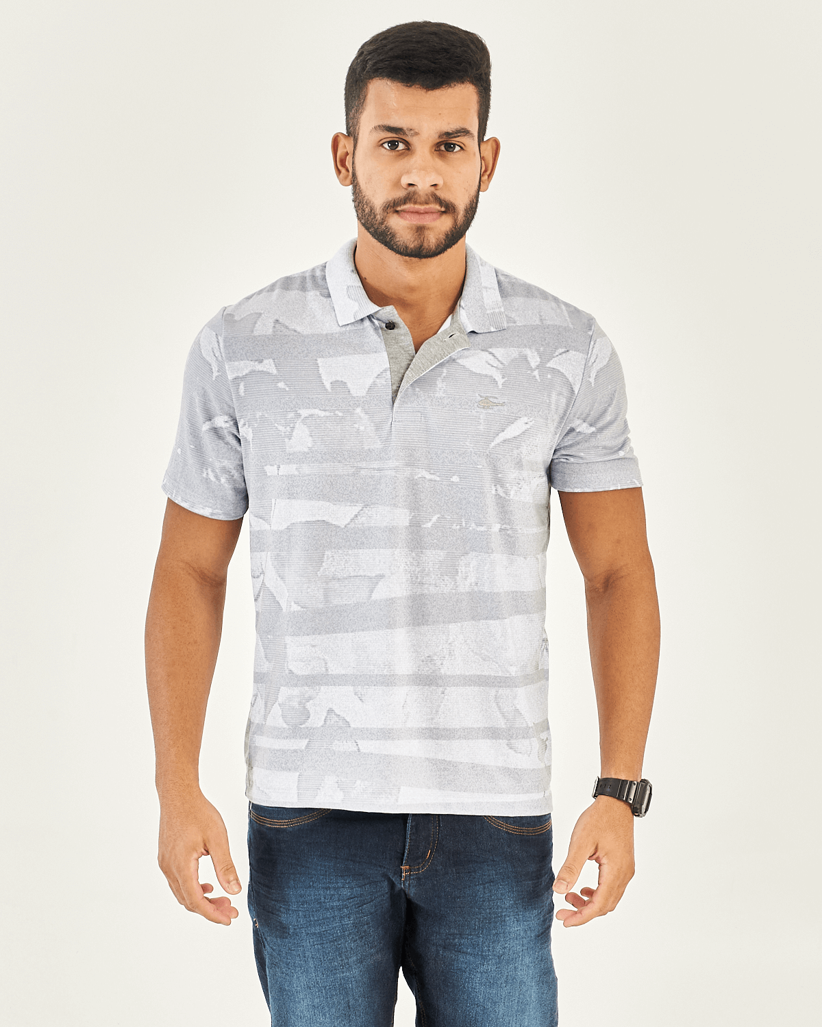 camiseta polo masculina estampada