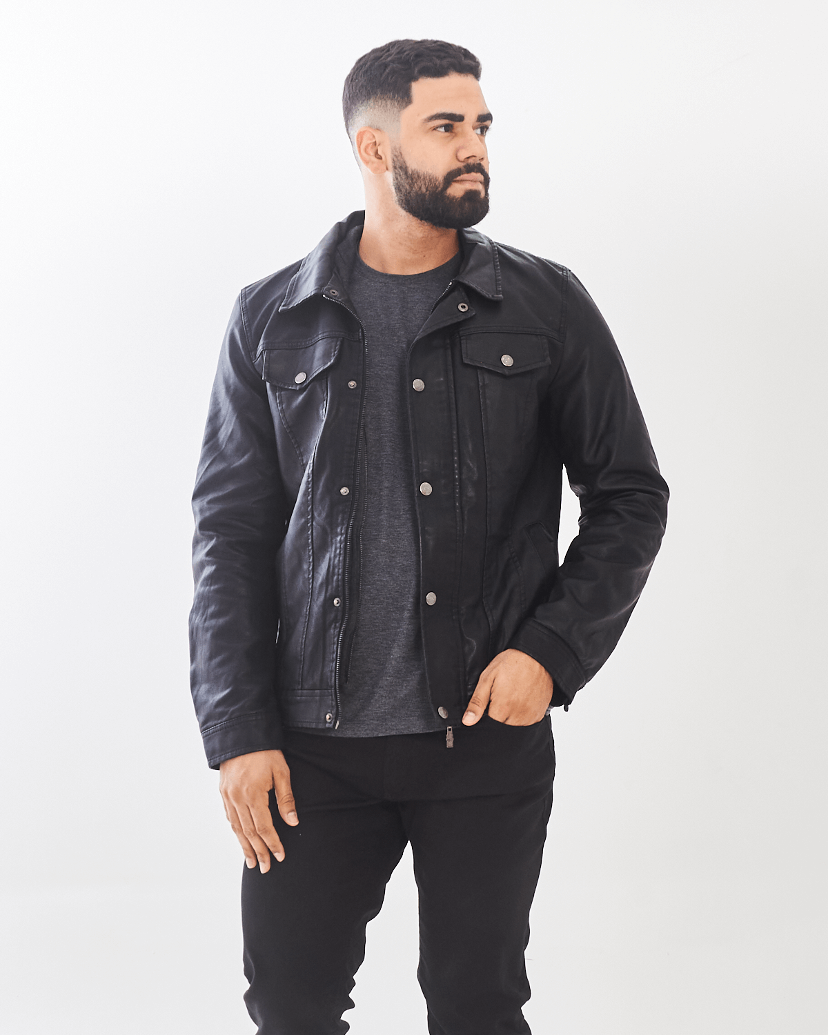 Jaqueta couro hotsell rock masculina