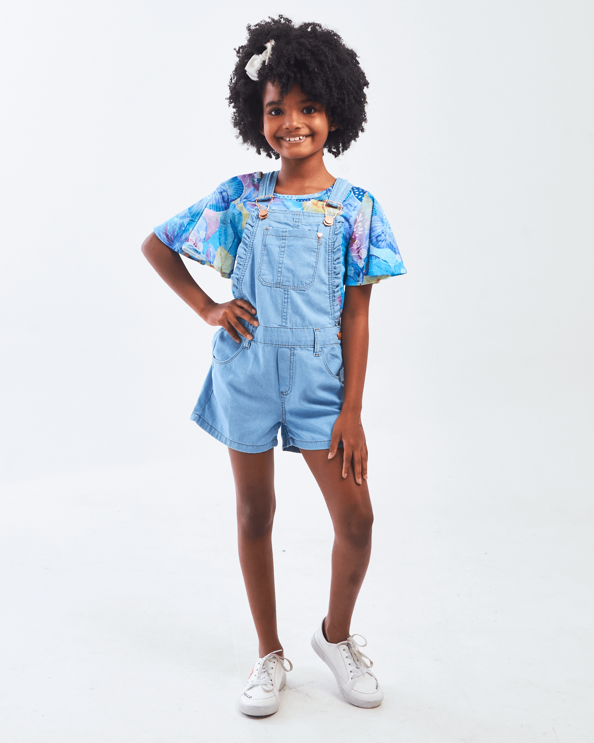 Jardineira online azul feminina