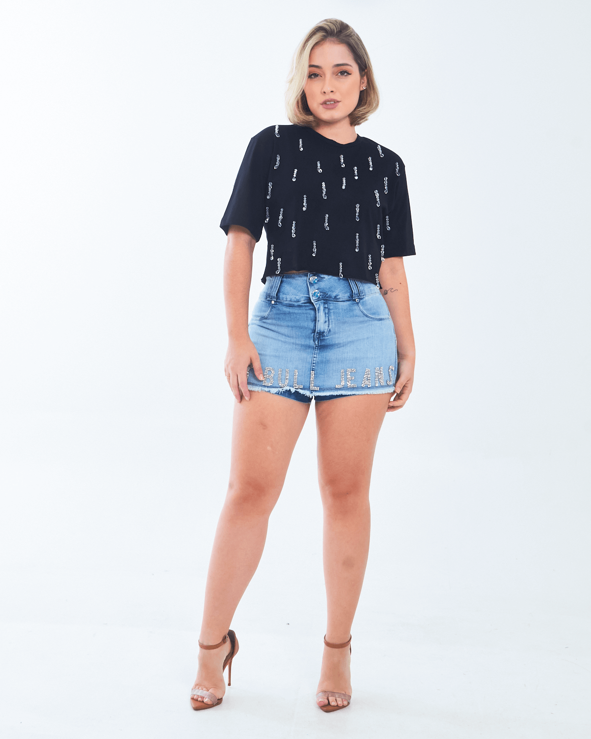 Short saia online jeans pit bull