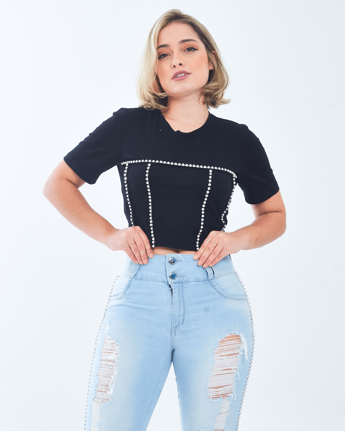 Cropped-Feminino-em-Strass-Love-It