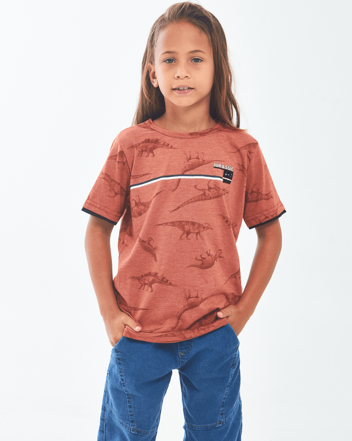 Camiseta-Masculina-Infantil-Estampada-em-Dinossauro-Alakazoo-