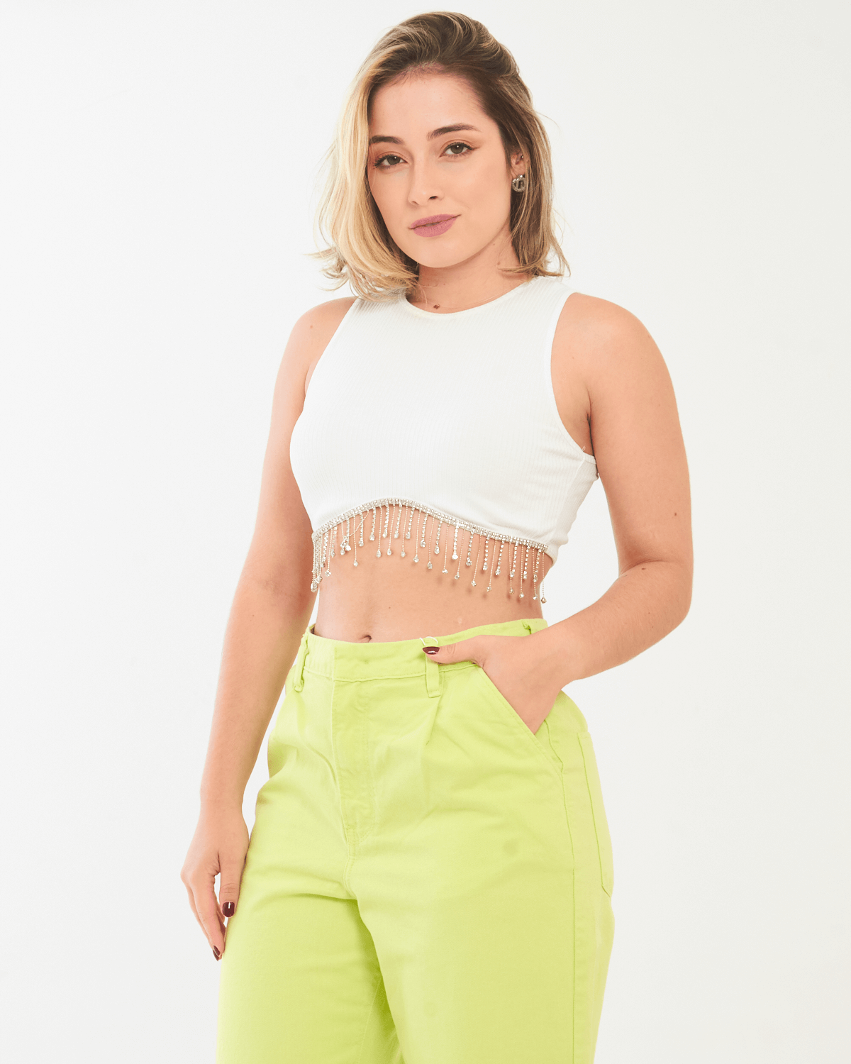Cropped-Feminino-Canelado-com-Franja-em-Strass-Love-It