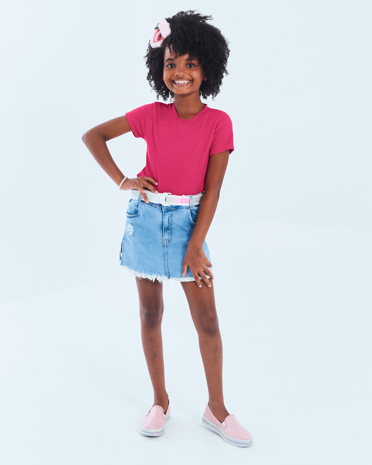 Saia jeans best sale infantil feminina