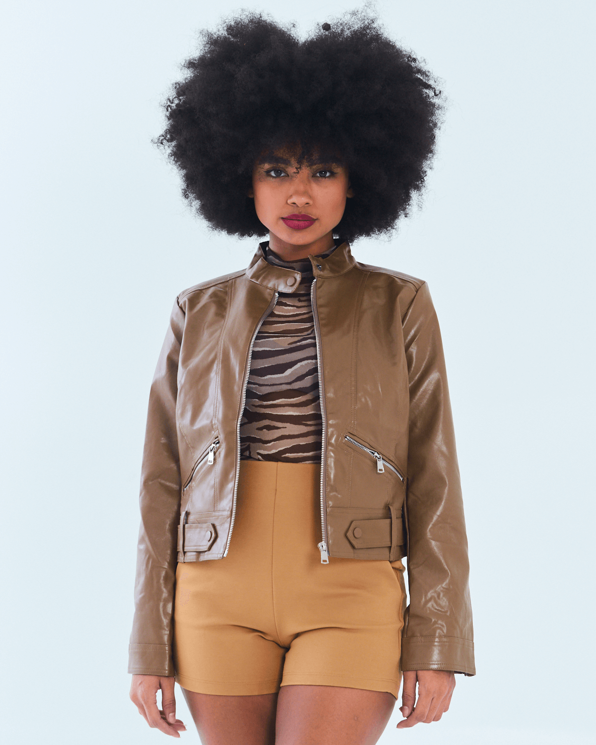 Jaqueta feminina best sale de couro sintético