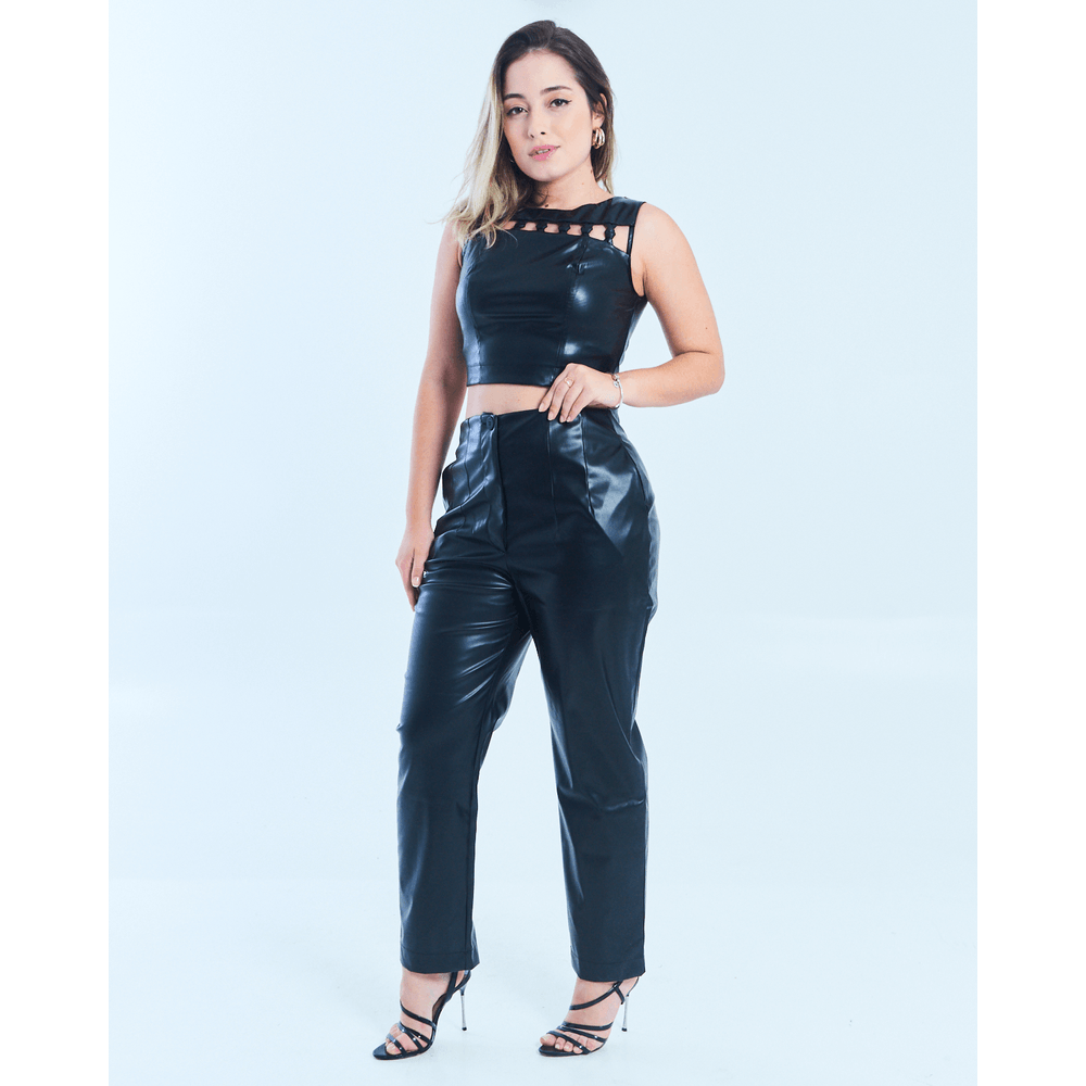 Calça Feminina em Couro Sintético Kesses - KE11465 - modamix