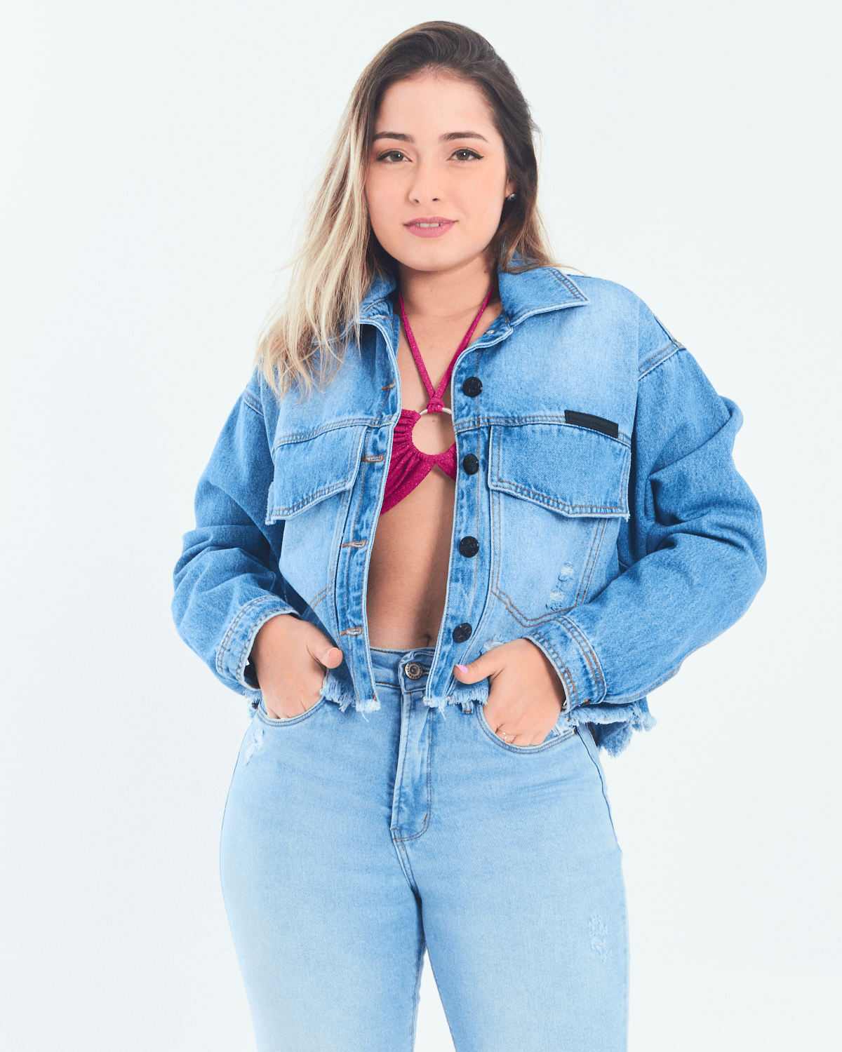 Jaqueta Jeans com Mix de Couros Crazy - Ready-to-Wear