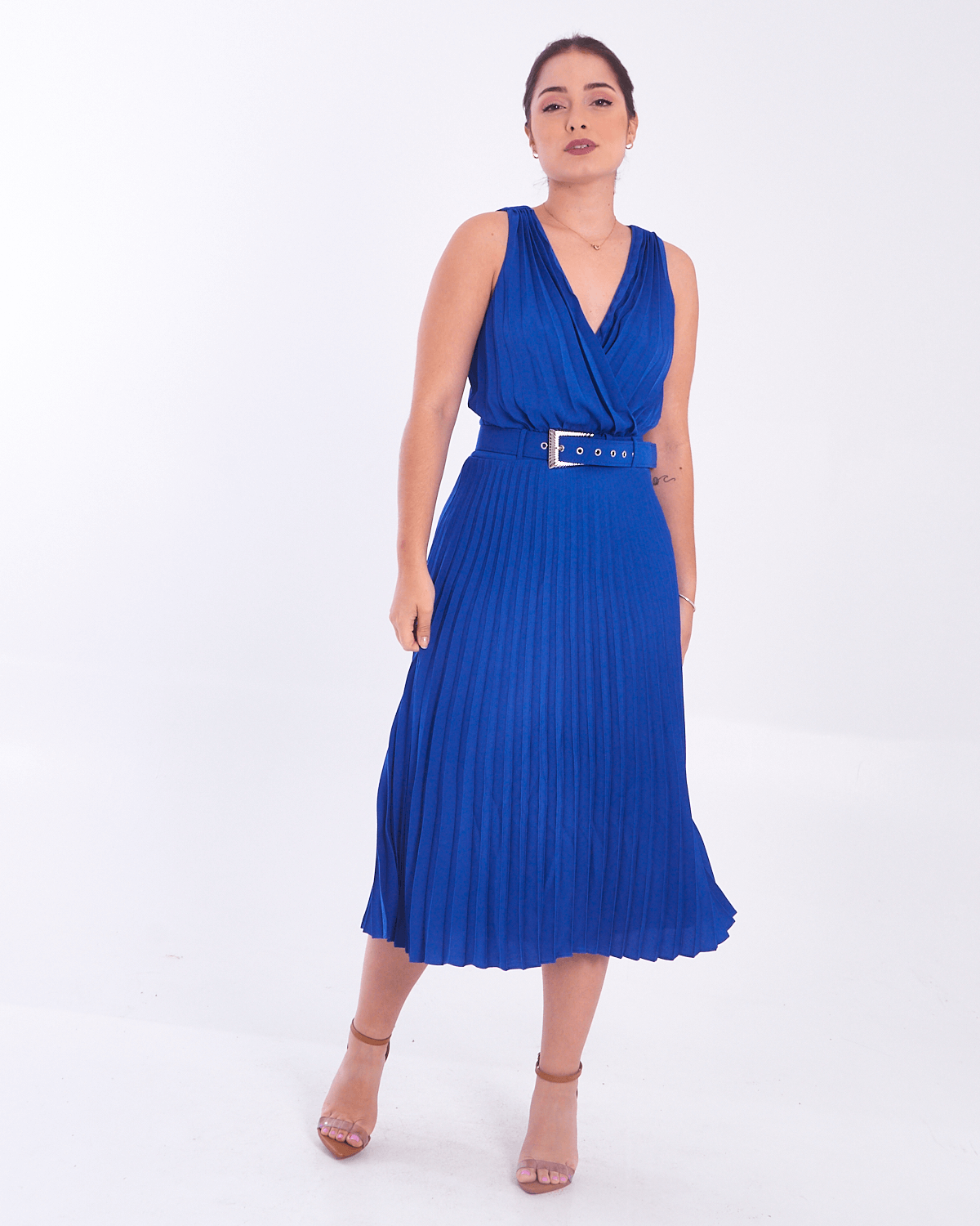 Vestido-Feminino-Plissado-Com-Cinto-Kesses---KE11726