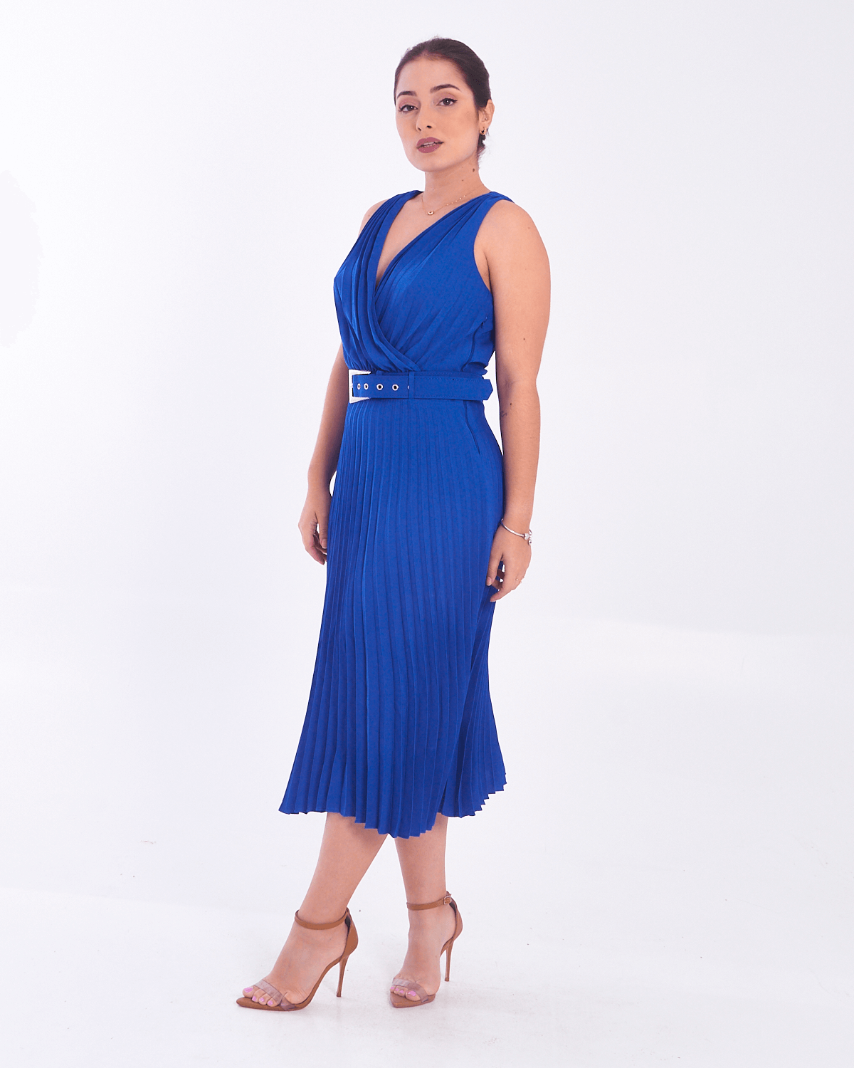 Vestido-Feminino-Plissado-Com-Cinto-Kesses---KE11726