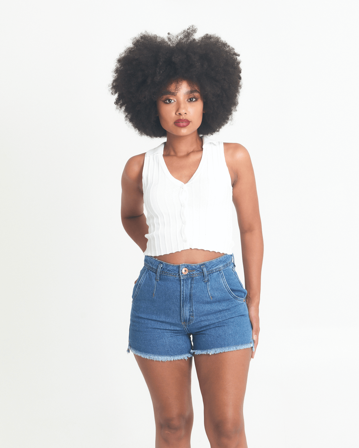 Short 2024 jeans listrado