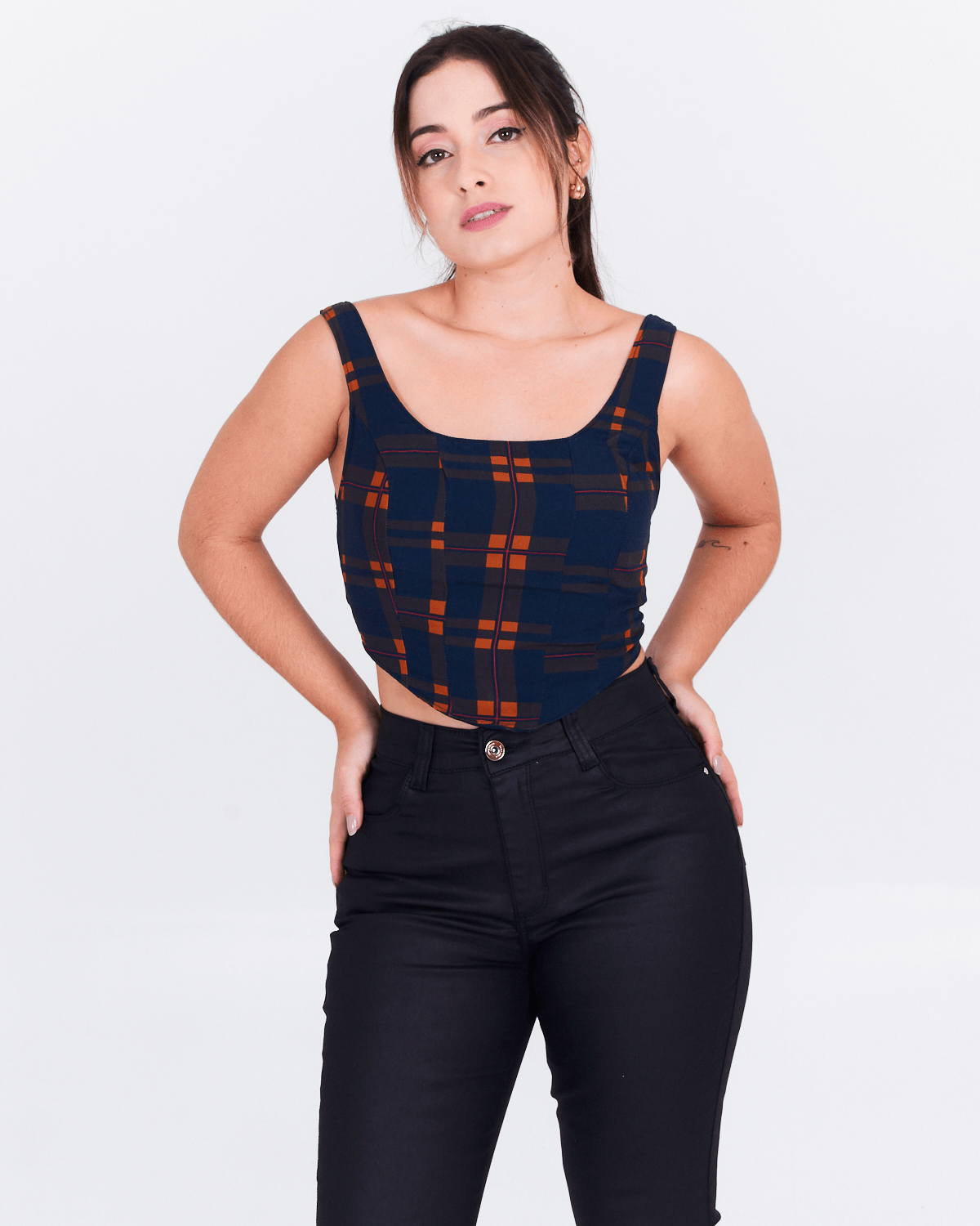 Cropped-Feminino-Xadrez-Enfim