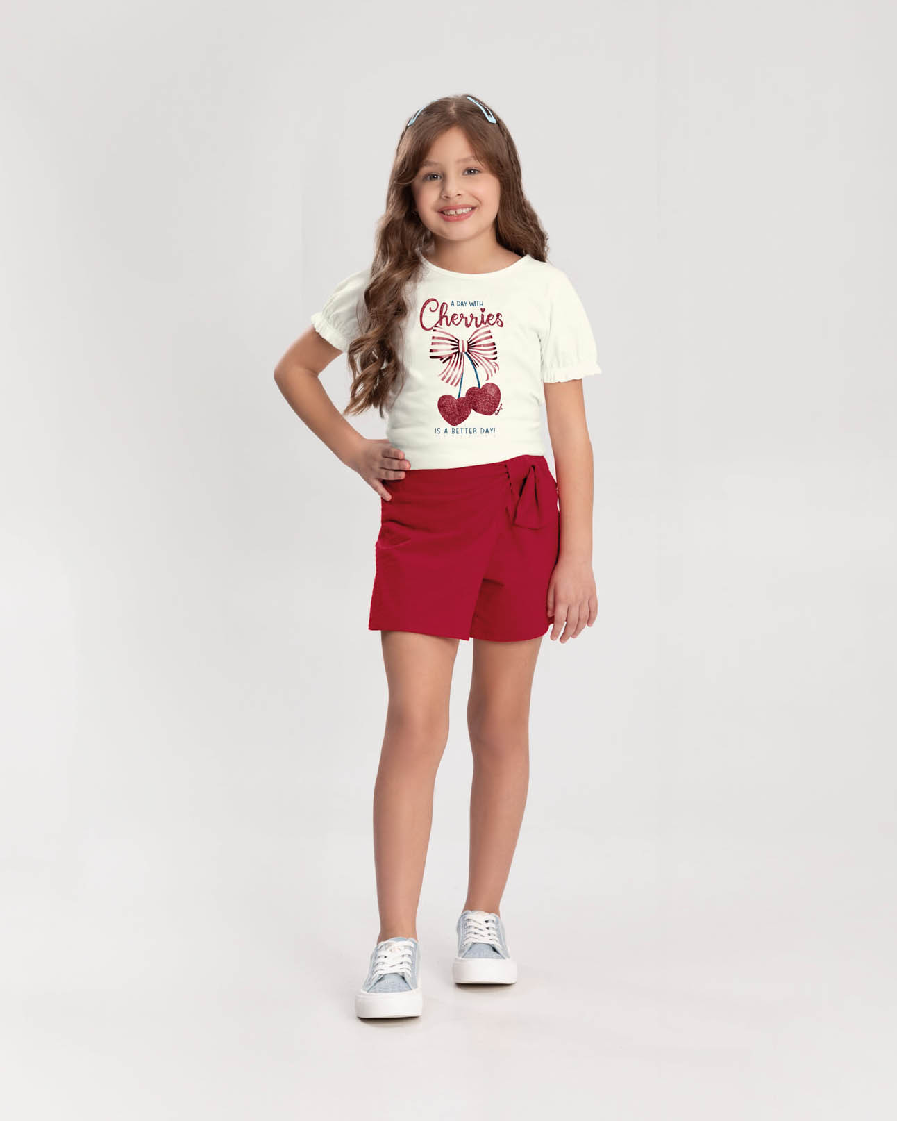 Conjunto Feminino Infantil Short e Blusa Alakazoo - 65356 - modamix